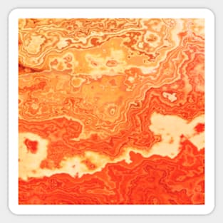 coral orange beige gold abstract marbled abstract digital painting Sticker